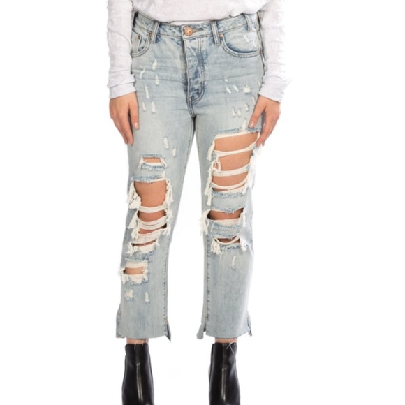 One Teaspoon Denim - ONE x One Teaspoon Hooligan Trashed Bleached Crop